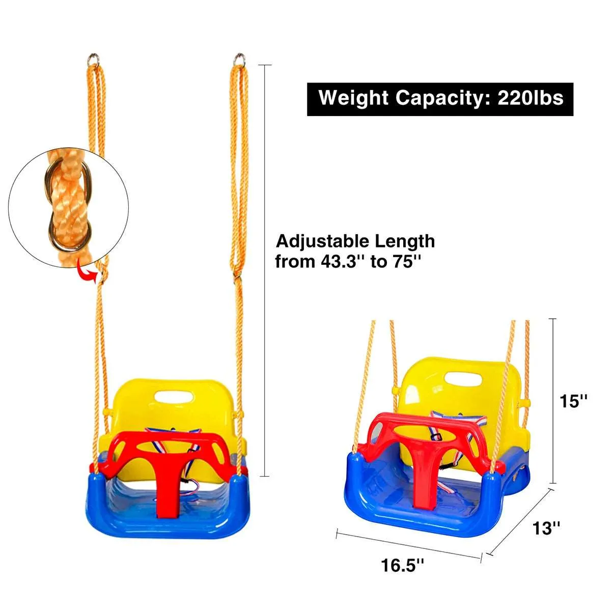 3-in-1 Baby Swing Seat, Toddler Swing