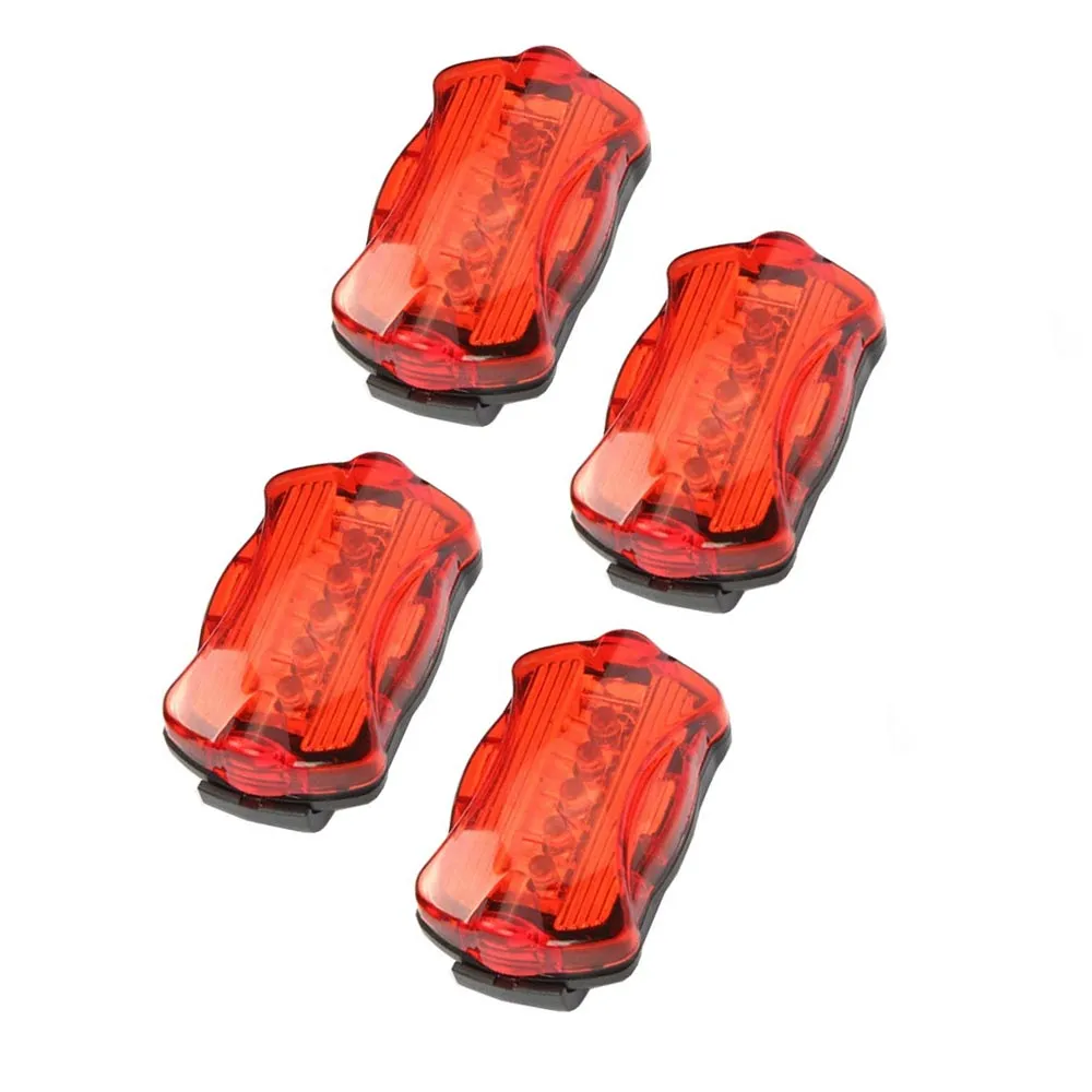 4 pc Bike Tail Light 5 LED Warning Bicycle Rear Lamp Flashlight Safety Cycling