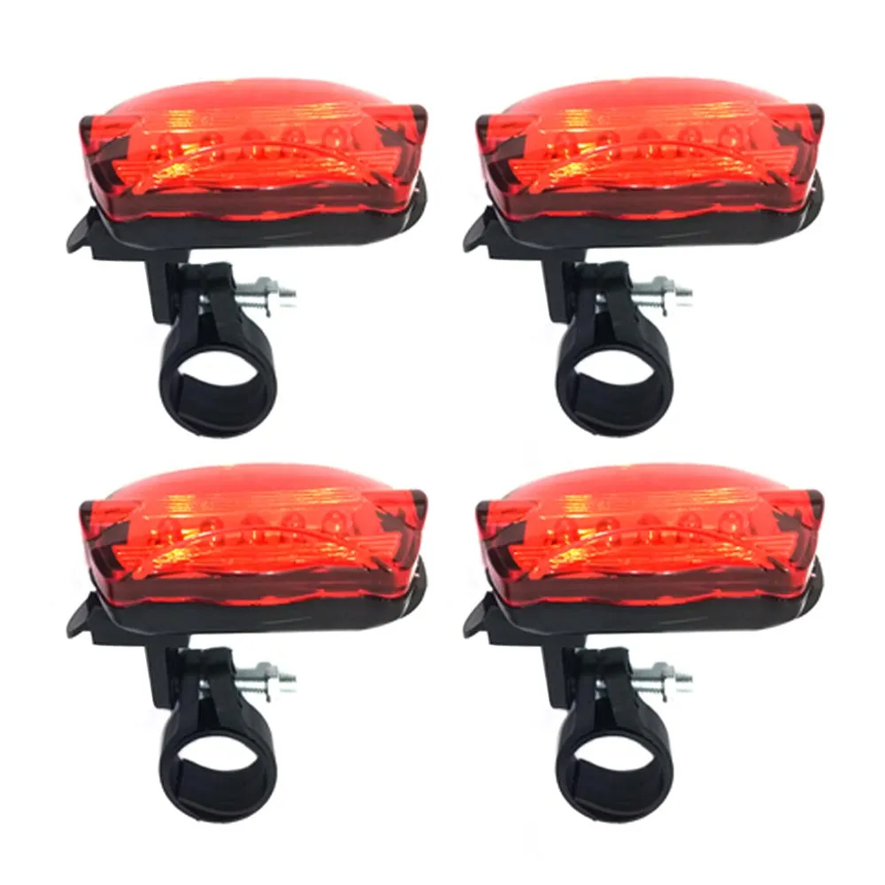 4 pc Bike Tail Light 5 LED Warning Bicycle Rear Lamp Flashlight Safety Cycling