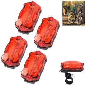 4 pc Bike Tail Light 5 LED Warning Bicycle Rear Lamp Flashlight Safety Cycling