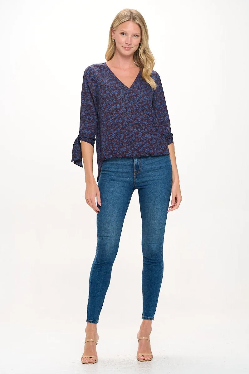 Alexa Tie Sleeve Surplice Blouse