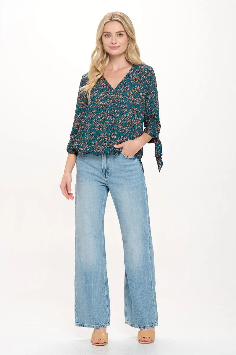 Alexa Tie Sleeve Surplice Blouse