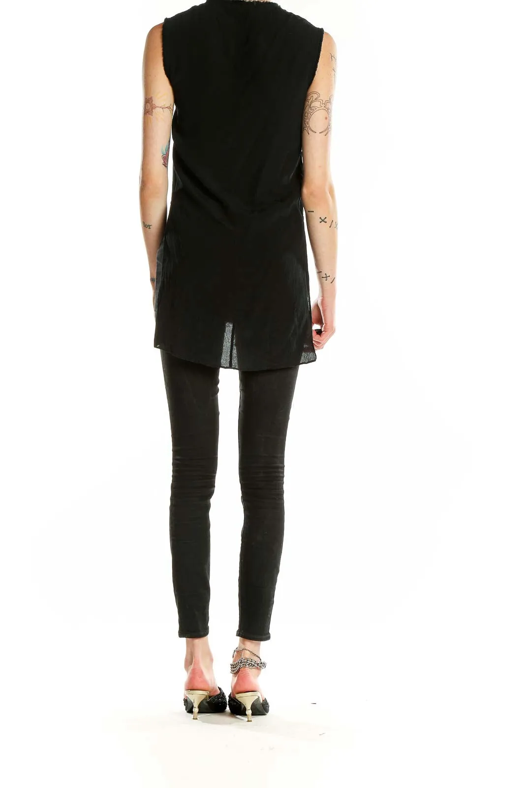 Black Sleeveless High-Low Tank Top