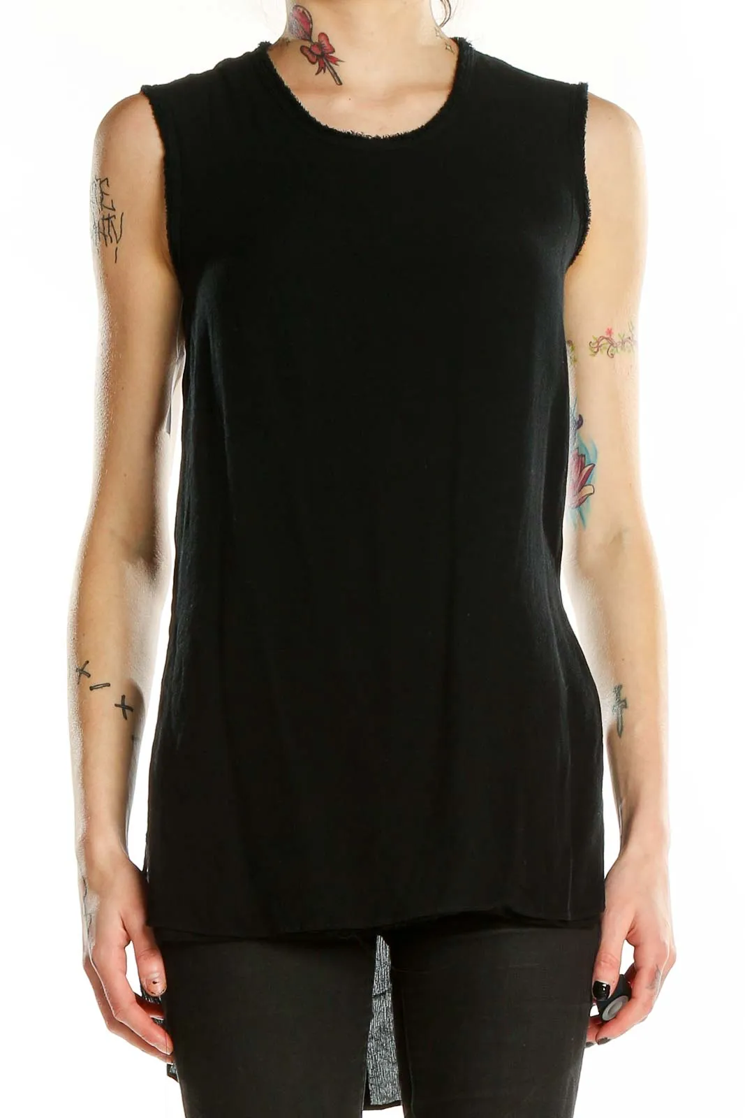 Black Sleeveless High-Low Tank Top