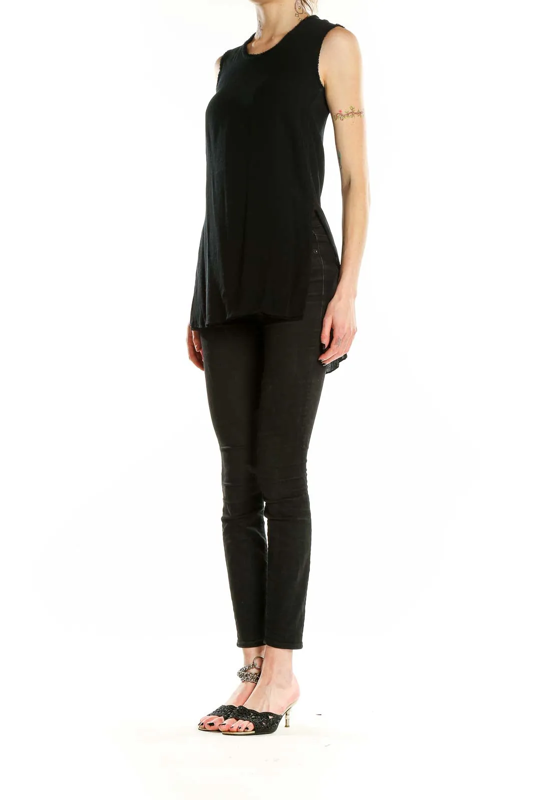 Black Sleeveless High-Low Tank Top