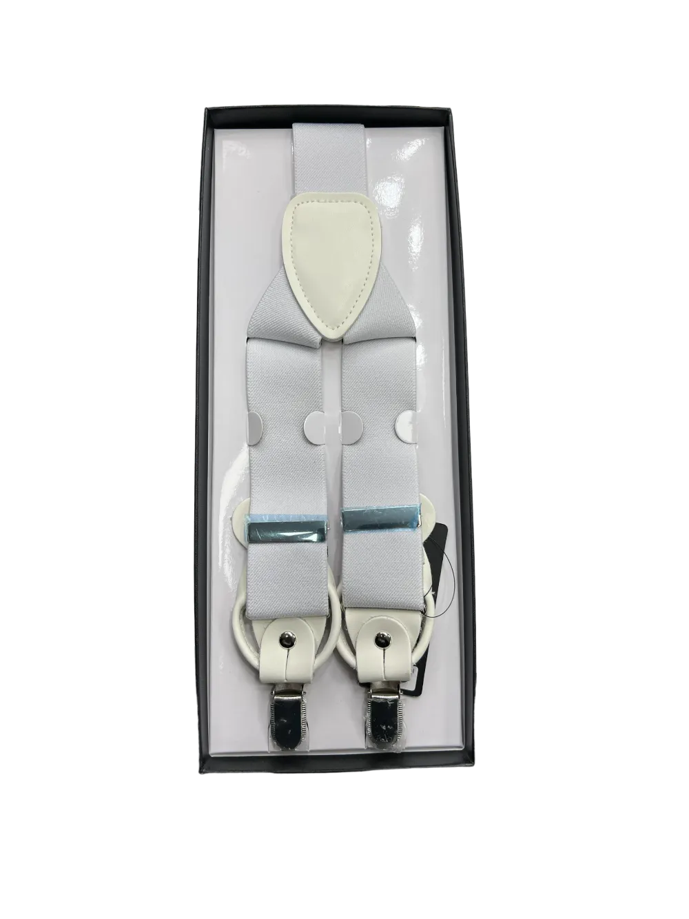 Brand Q Men's White Suspenders Buttons
