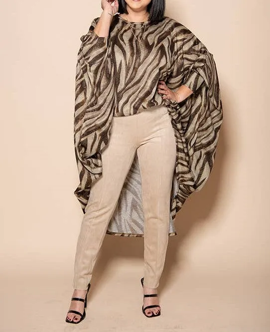 Cardi Top Worn Two Ways, Animal Print