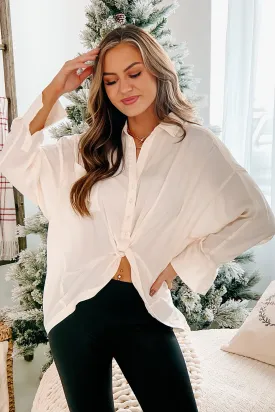 Chic Desires High-Low Knotted Top (Off White)