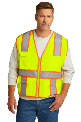 CornerStone® ANSI 107 Class 2 Surveyor Zippered Two-Tone Vest - Safety Yellow