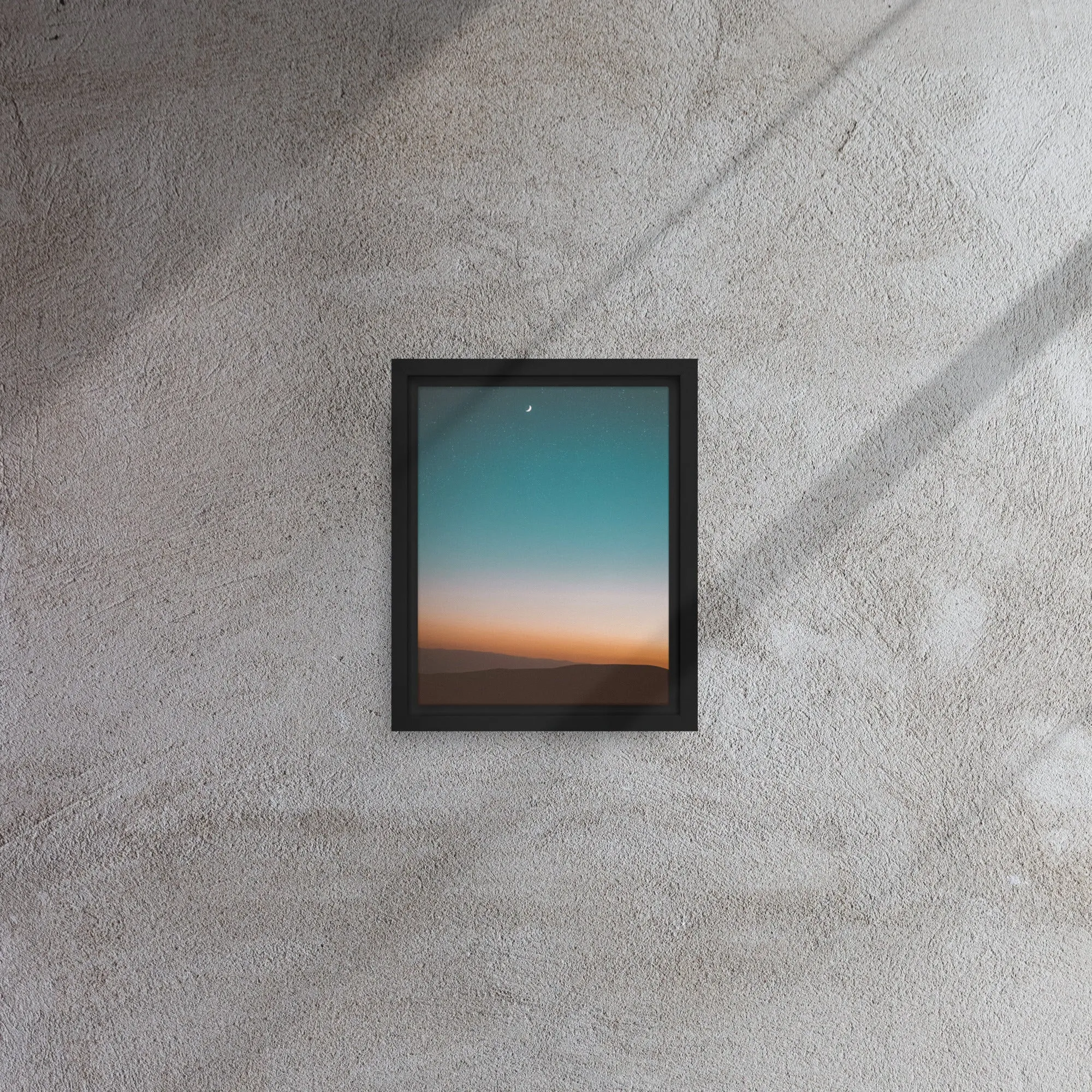 Crescent Moon Sunset Framed Canvas Print