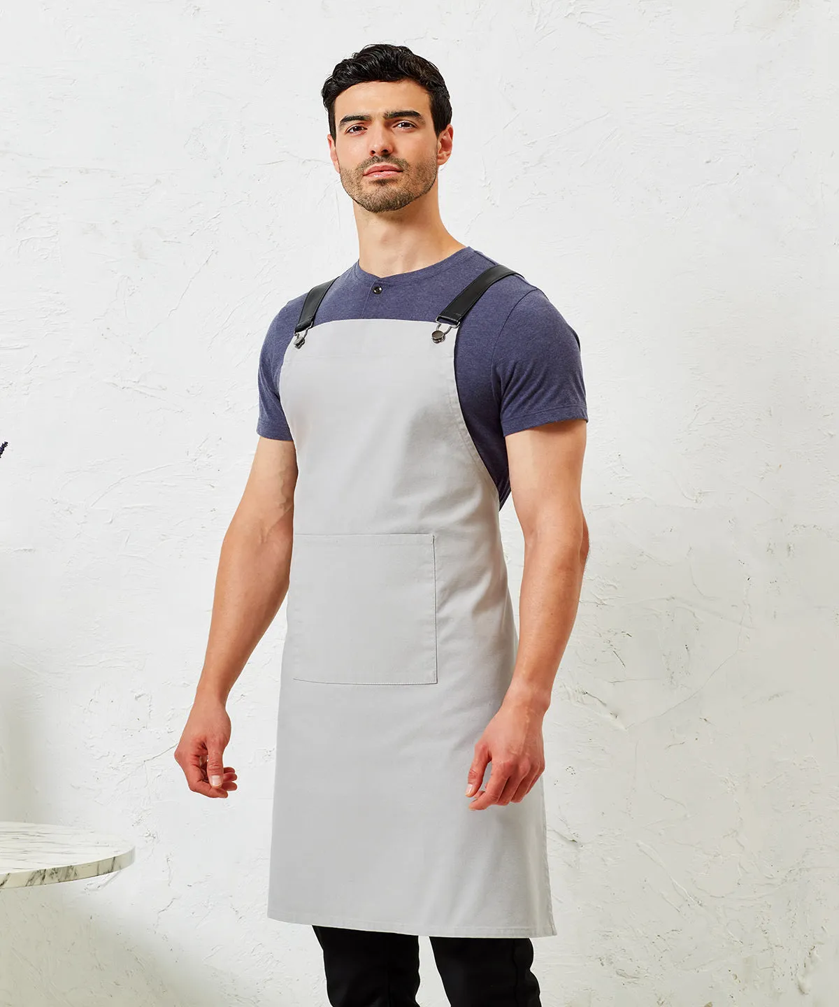 Cross back interchangeable apron straps | Black Faux Leather