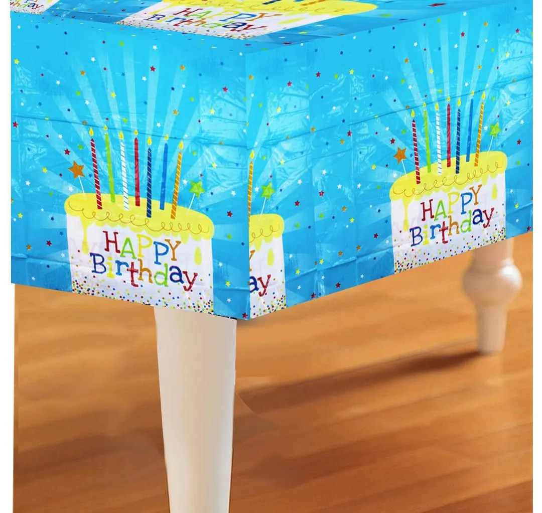 Disposable PE Table Cover for Rectangle Table Birthday Party Decorations - 54 x 72 , Blue