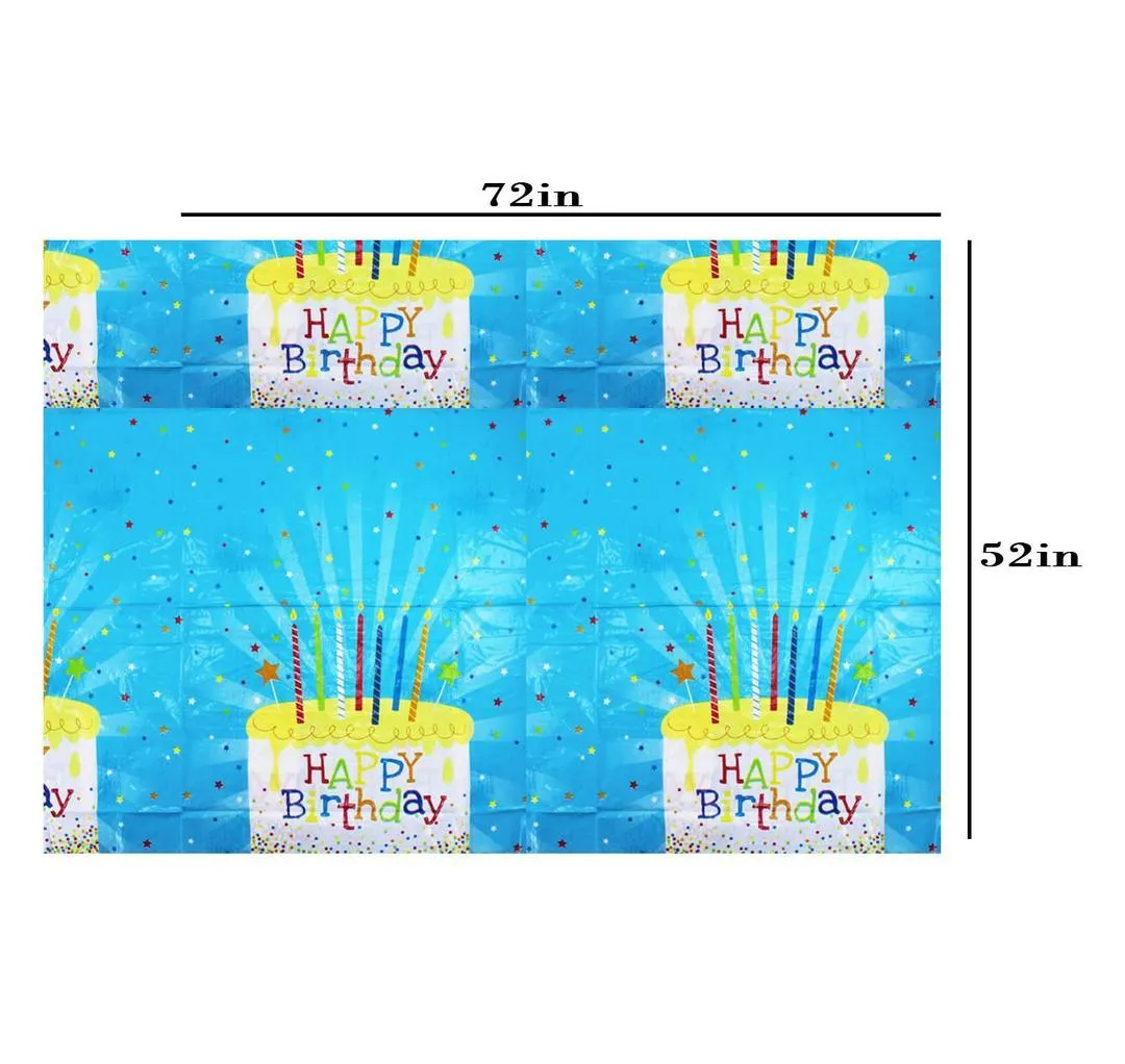 Disposable PE Table Cover for Rectangle Table Birthday Party Decorations - 54 x 72 , Blue
