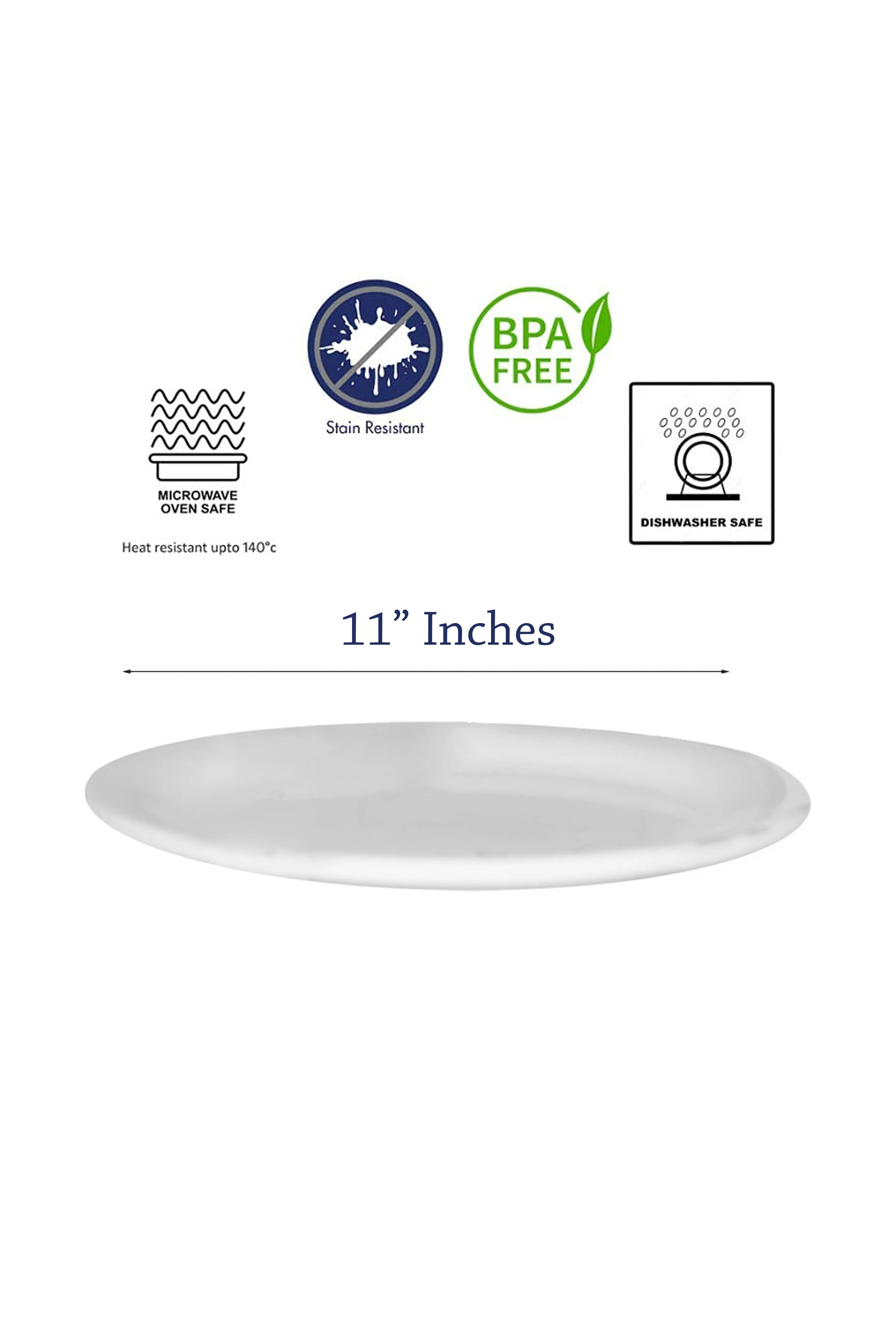 Exclusive 11" Dinner Plate Melamine White Marble. (4039)