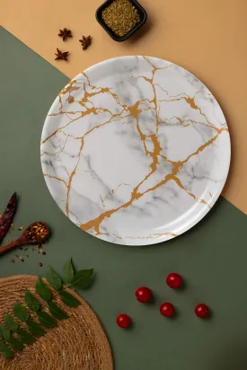 Exclusive 11" Dinner Plate Melamine White Marble. (4039)