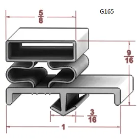G165  27 1/4" x 56 1/8" OD, Door Gasket,  Grey, Snap in , Magnetic , 4 sides , NRE # 054530