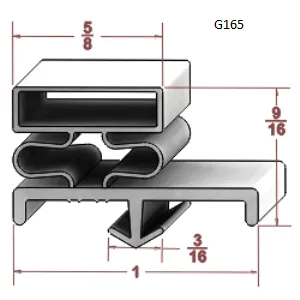 G165  27 1/4" x 56 1/8" OD, Door Gasket,  Grey, Snap in , Magnetic , 4 sides , NRE # 054530