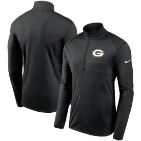 Green Bay Packers Nike Black Fan Gear Element Performance Half-Zip Long Sleeve Shirt loop