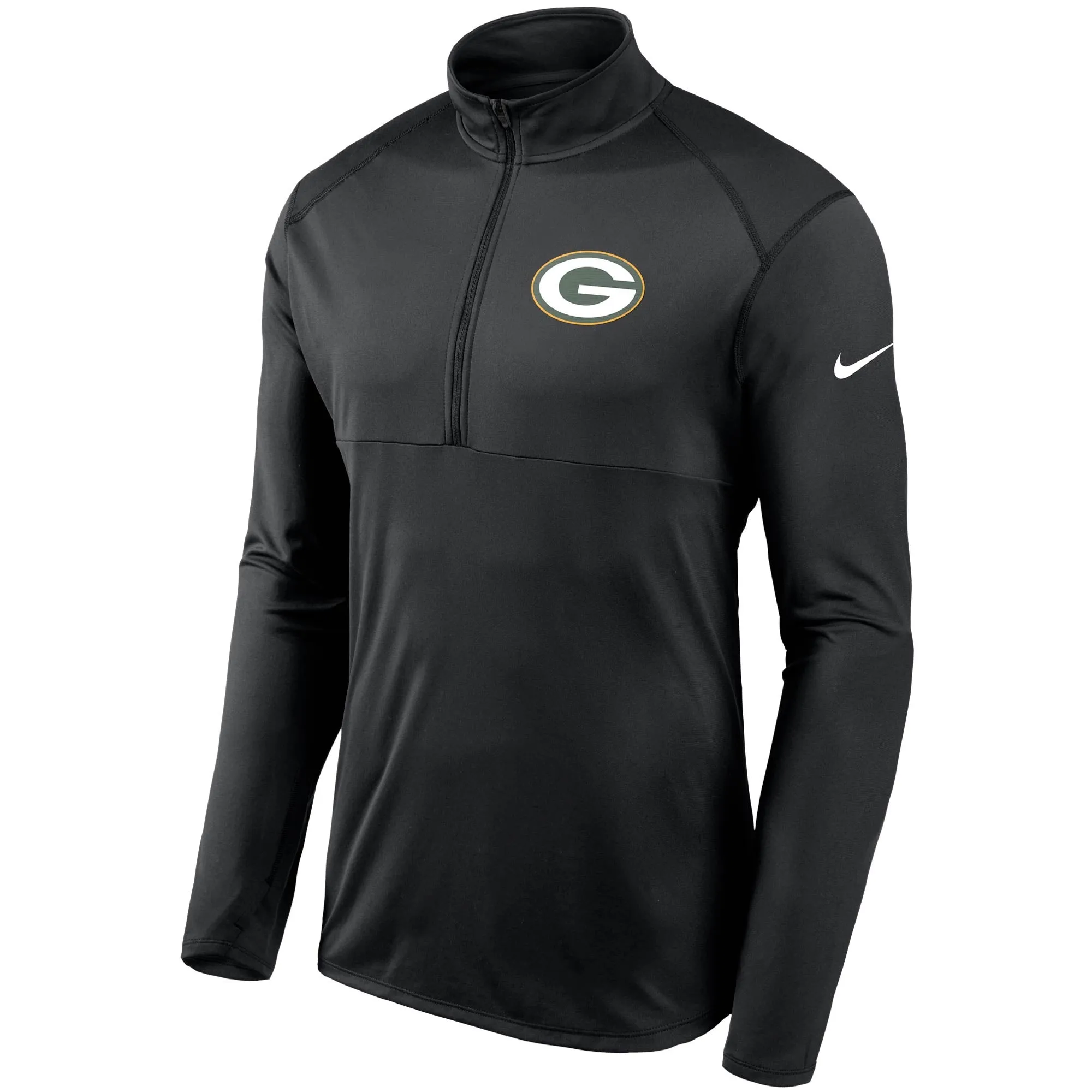 Green Bay Packers Nike Black Fan Gear Element Performance Half-Zip Long Sleeve Shirt loop