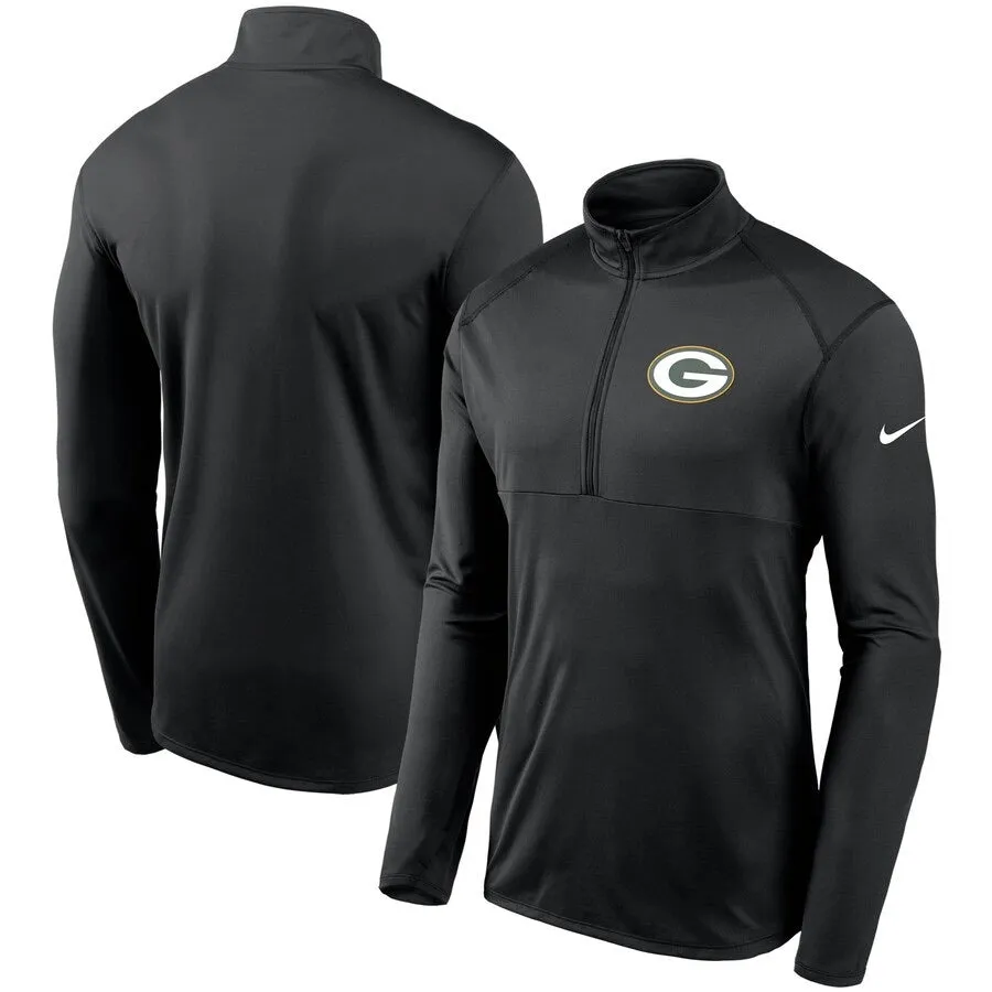 Green Bay Packers Nike Black Fan Gear Element Performance Half-Zip Long Sleeve Shirt loop
