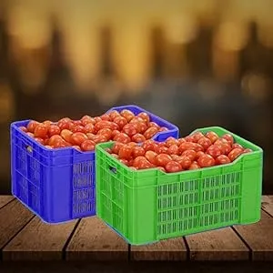 Heavy Duty Plastic Crate Multipurpose Crates Storage and Organizer for Home 54x36x29cm Multicolour.
