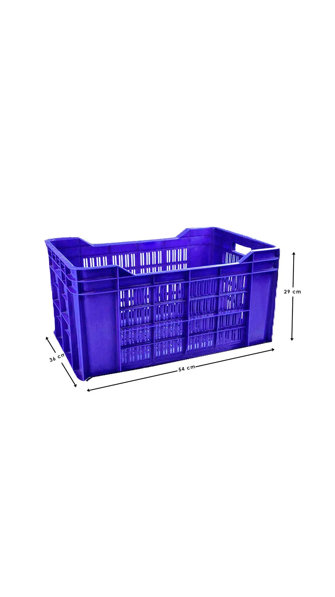 Heavy Duty Plastic Crate Multipurpose Crates Storage and Organizer for Home 54x36x29cm Multicolour.