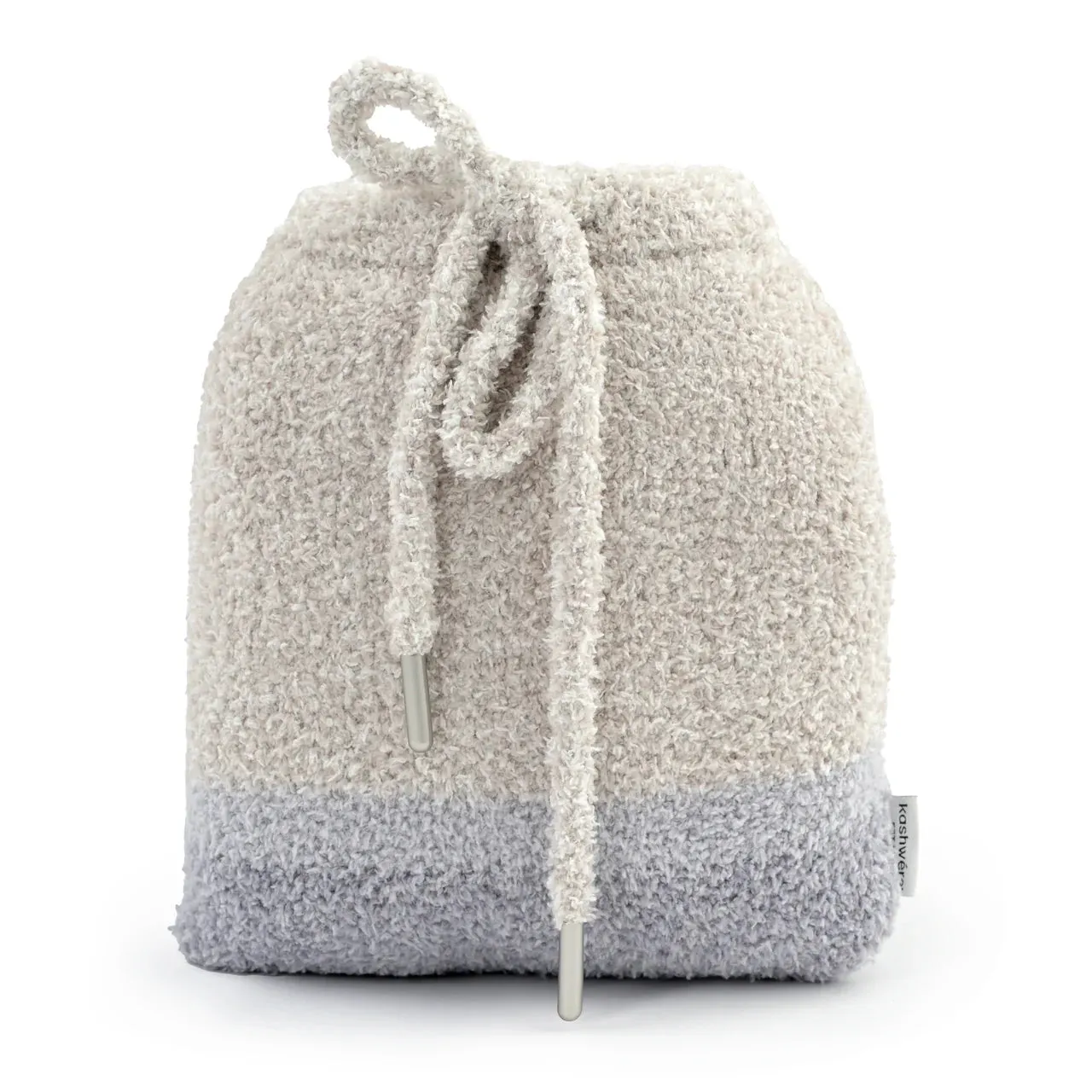 Kashwere Montecito Socks Set of 2 Fog and Oyster With Drawstring Pouch Kash Lounge