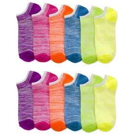 Lot Of 12 Women's Ladies No Show Neon Ankle Socks Multi Color Fashion Size 9-11