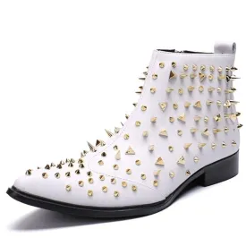 Men Boots with Decoration Zip Pointed
