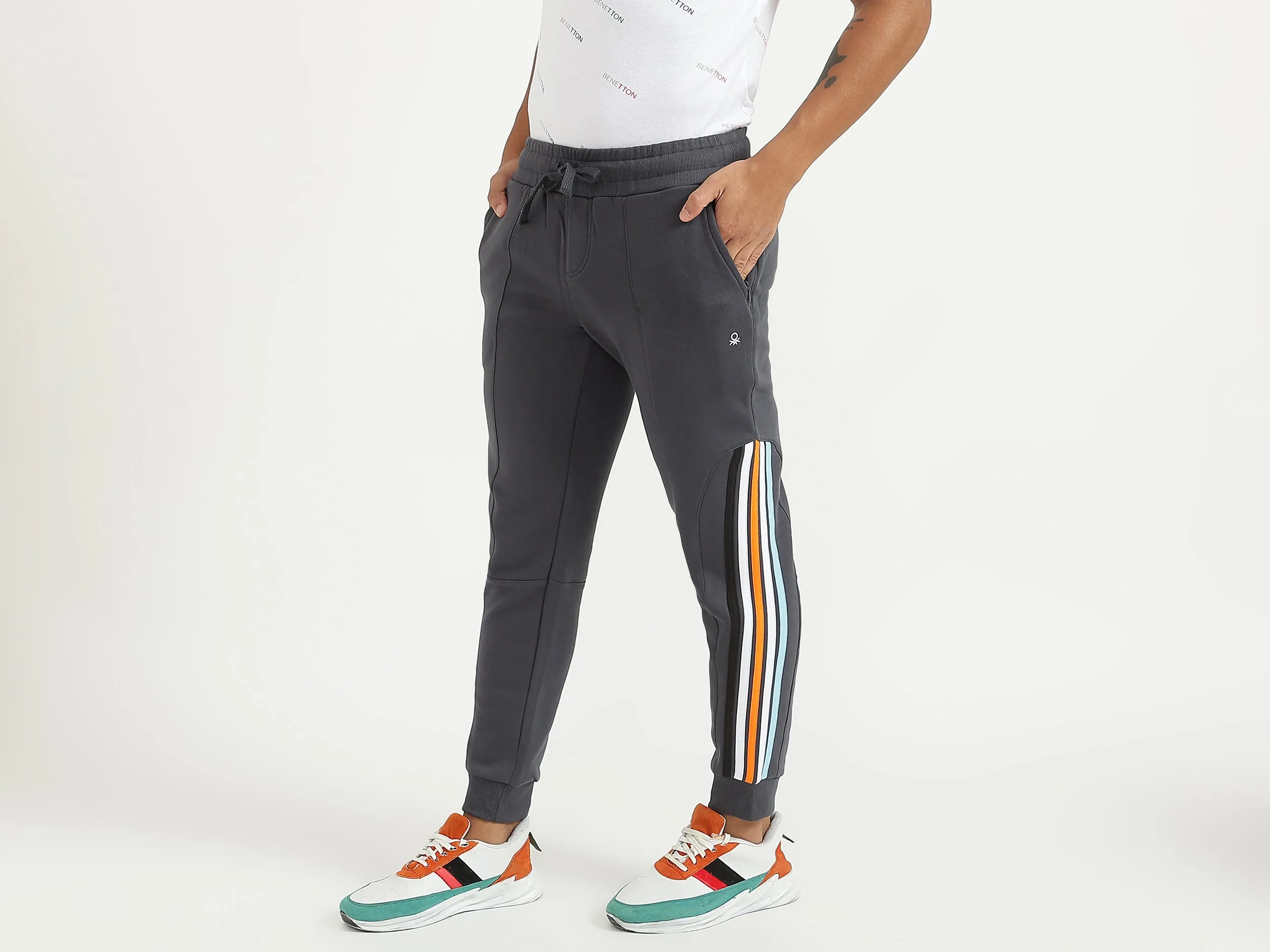 Men Grey Solid Regular Joggers
