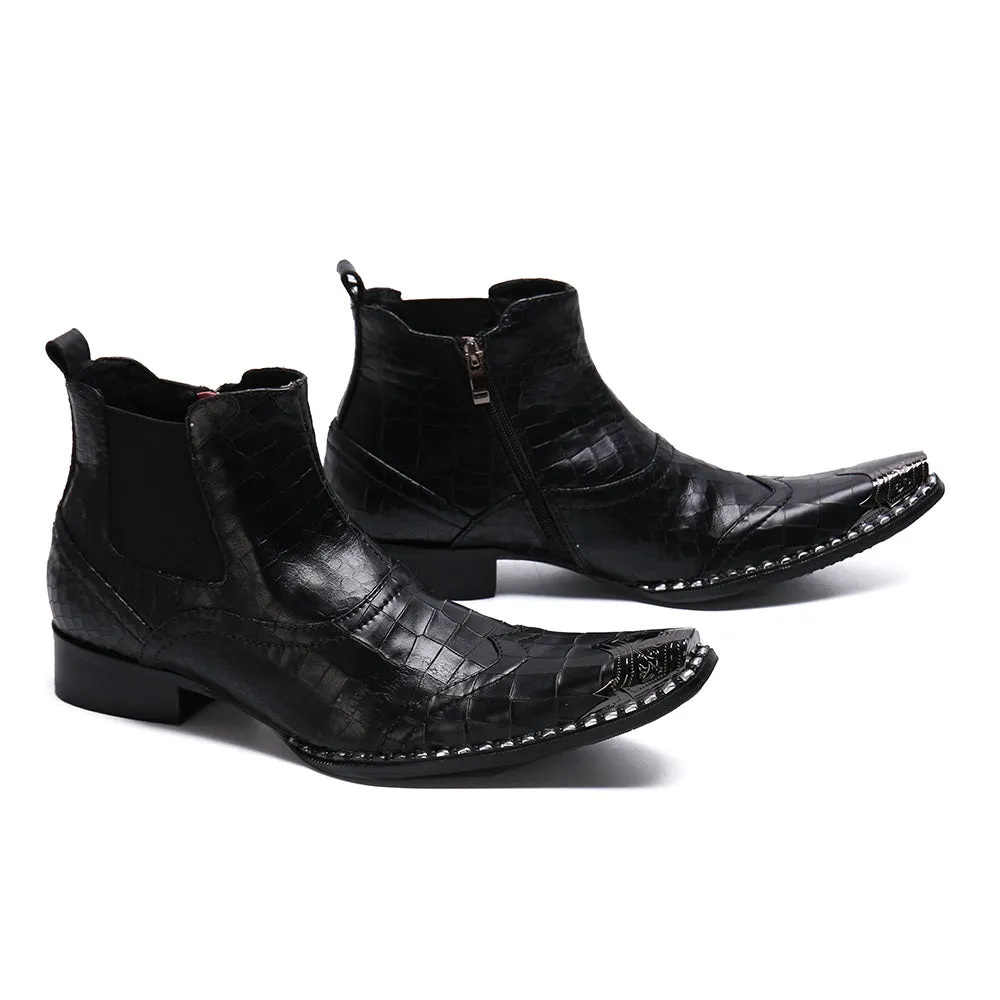 Mens High Top Zip Captoe Chelsea Boots