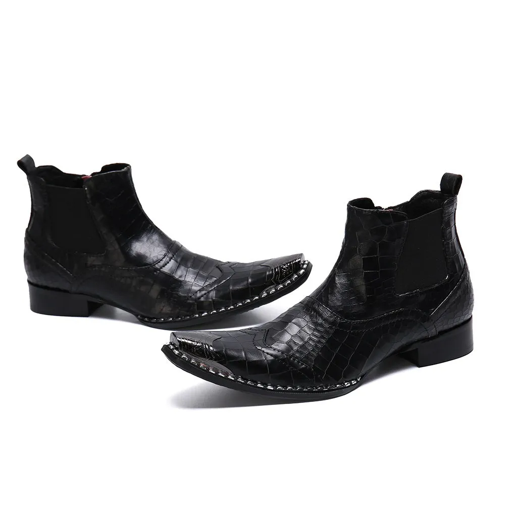 Mens High Top Zip Captoe Chelsea Boots