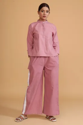 Pink Cotton Poplin High Low Top