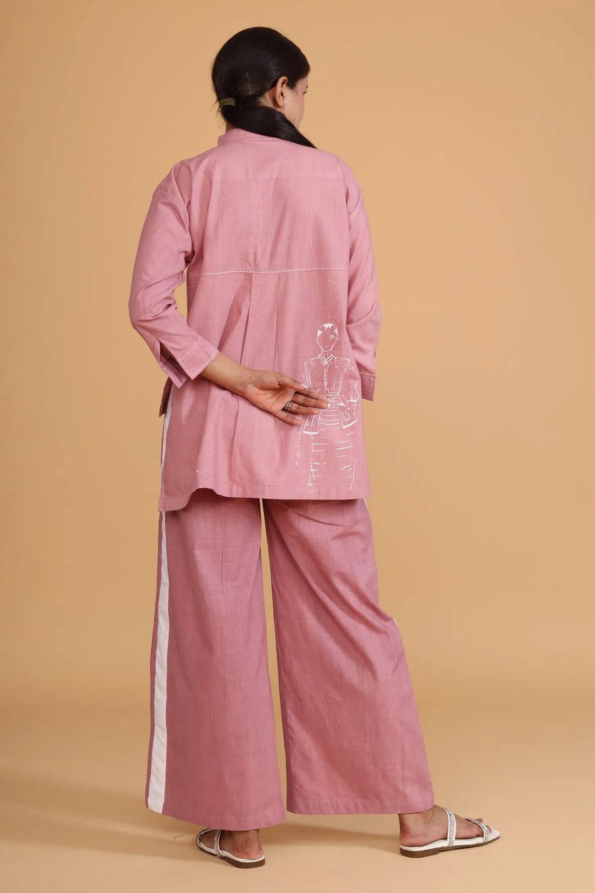 Pink Cotton Poplin High Low Top