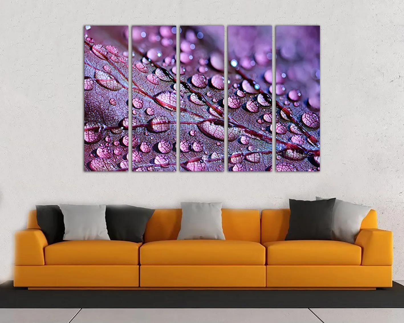 Raindrops on a leaf canvas Abstraction wall art Water drops décor Macro photo ready to hang
