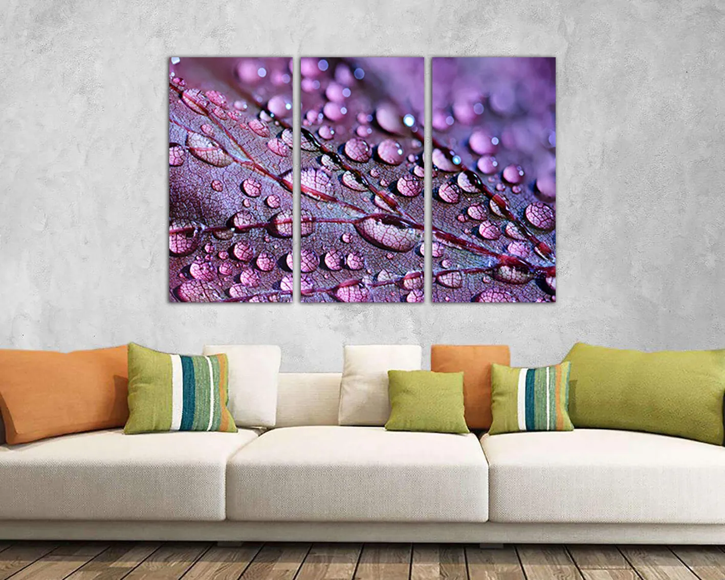 Raindrops on a leaf canvas Abstraction wall art Water drops décor Macro photo ready to hang