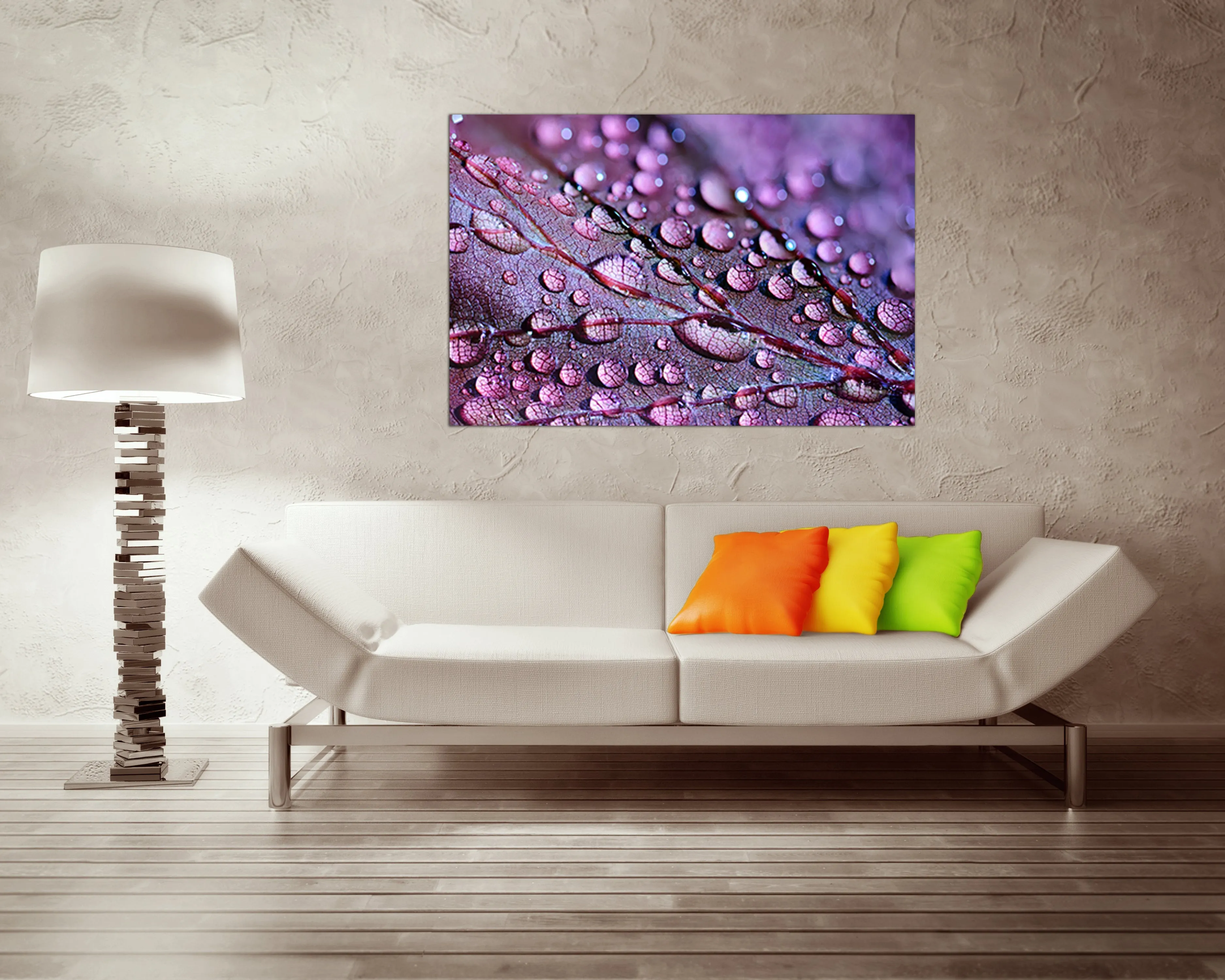 Raindrops on a leaf canvas Abstraction wall art Water drops décor Macro photo ready to hang