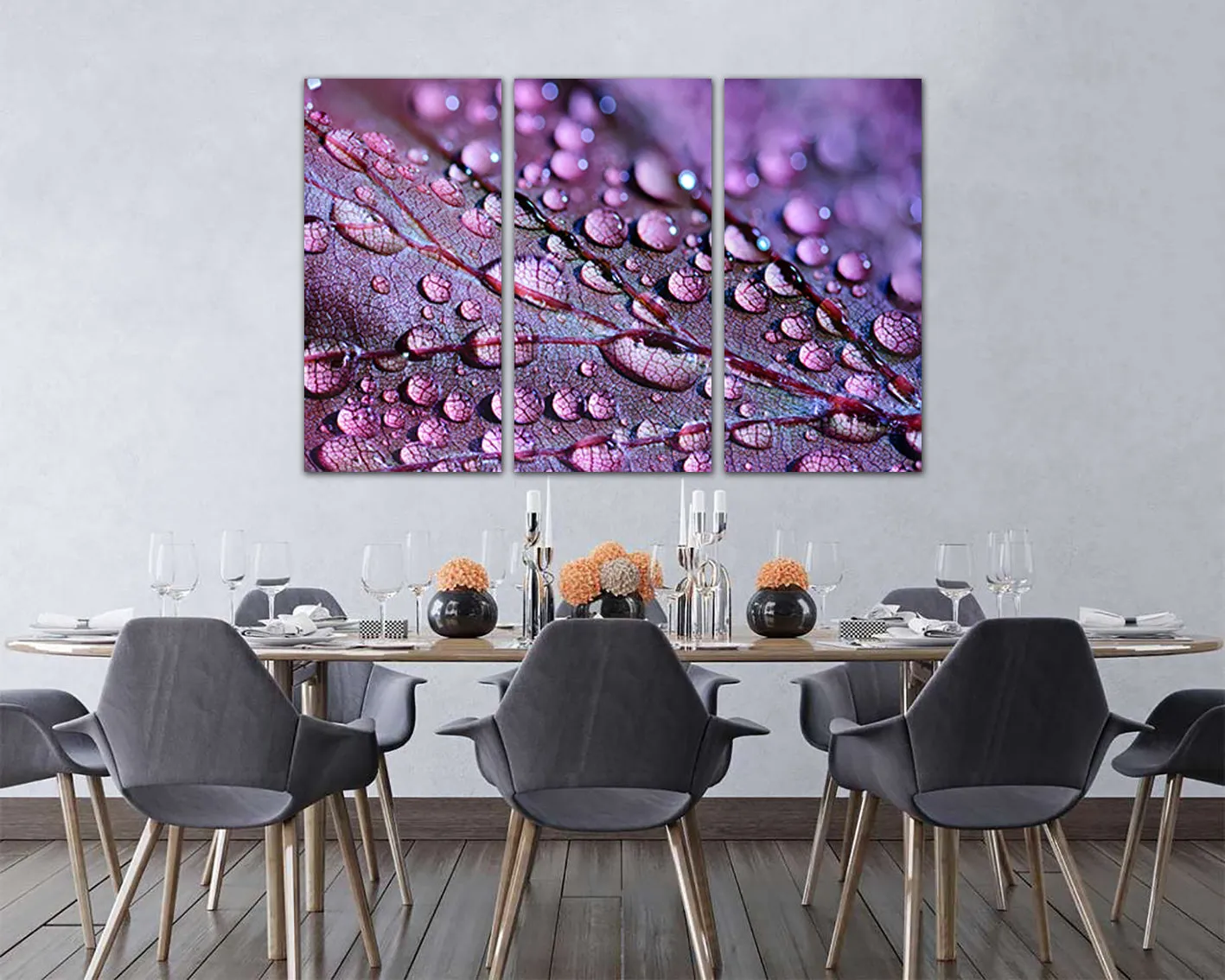 Raindrops on a leaf canvas Abstraction wall art Water drops décor Macro photo ready to hang