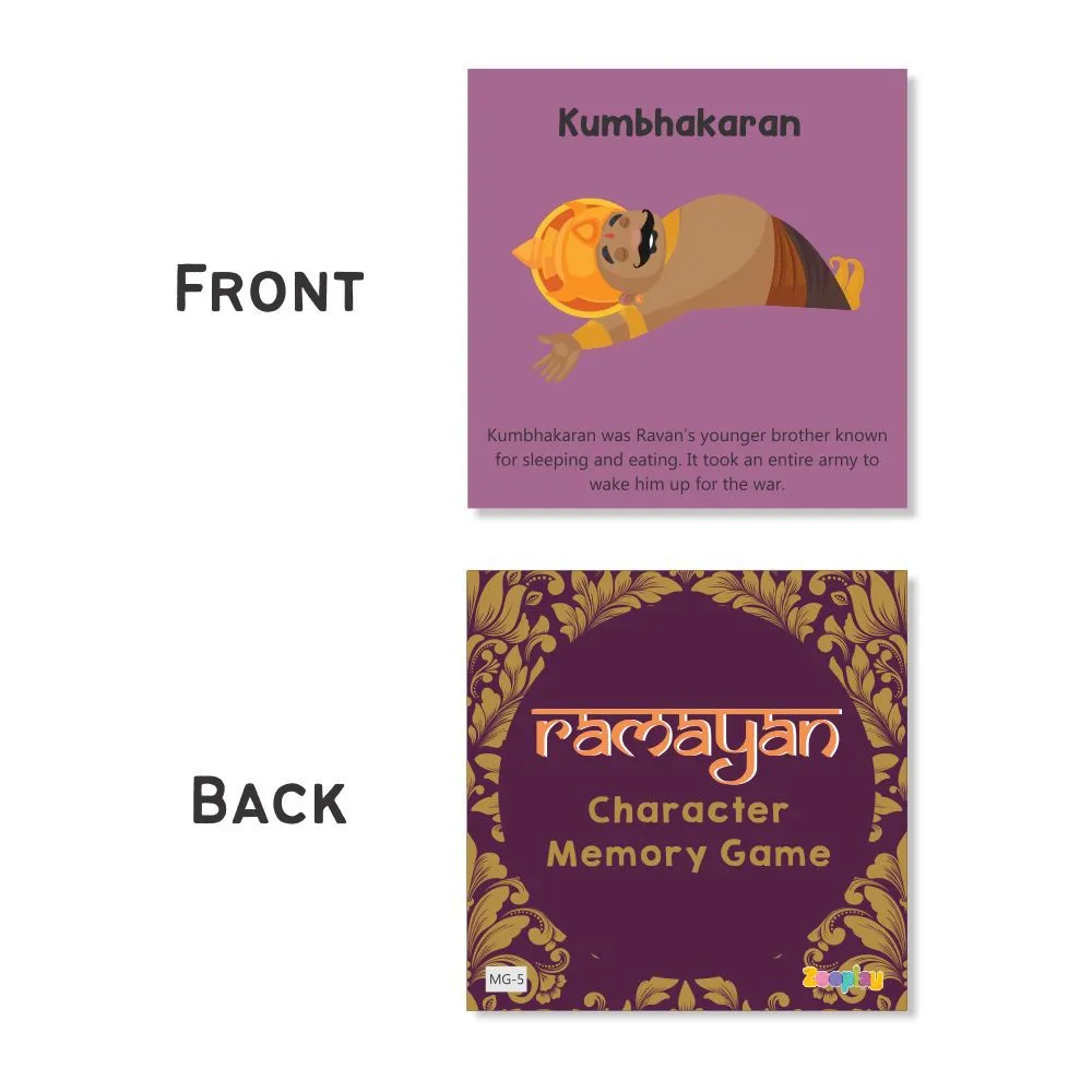 Ramayan Character Memory Card Game Flashcards -Pack Of 26( Includes 13 Character)
