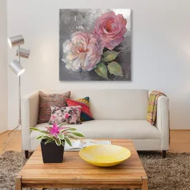 'Roses On Gray I'' by Peter McGowan - 18" x 18" x 0.75" #1421HW