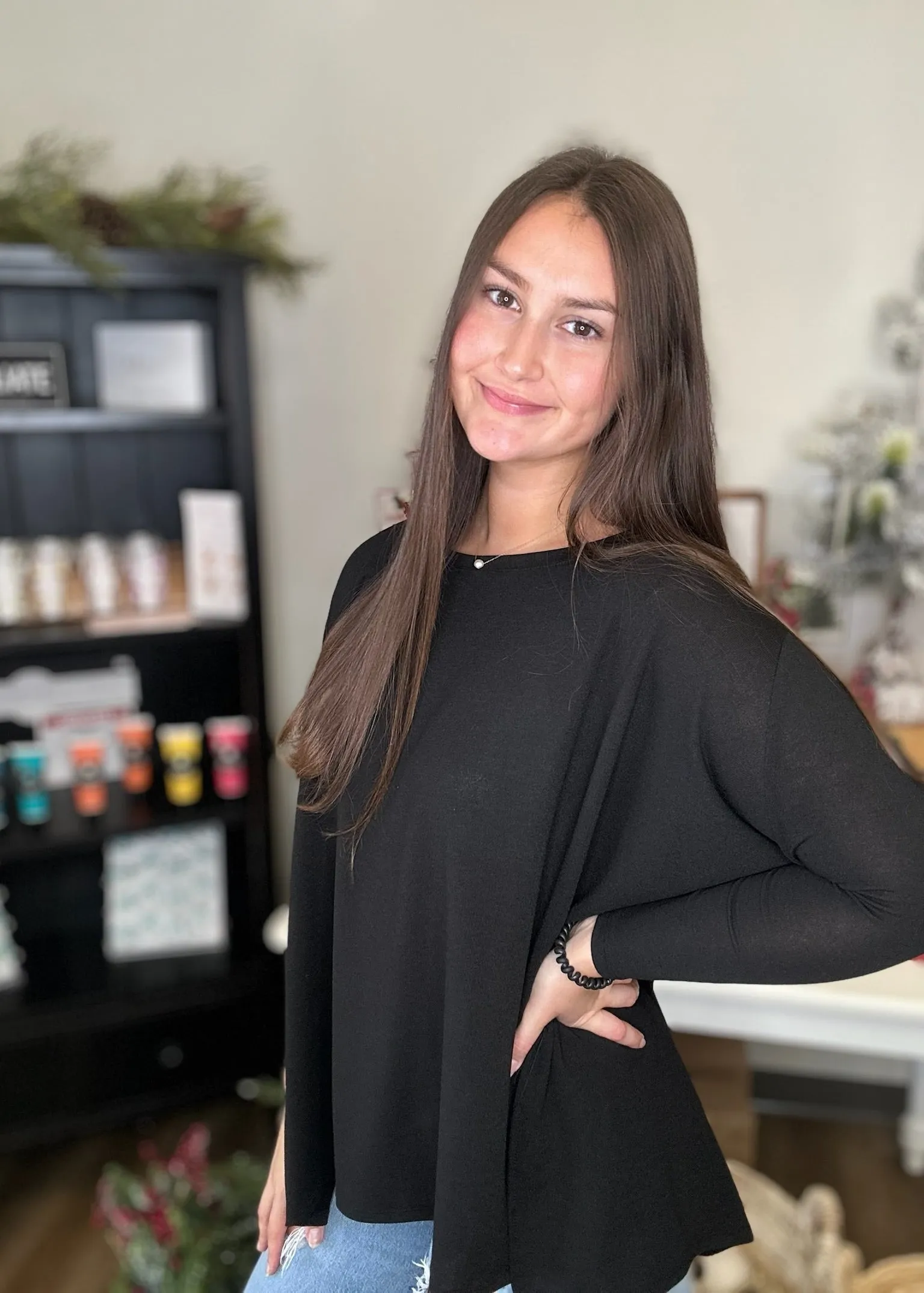 Round neck hi low tunic