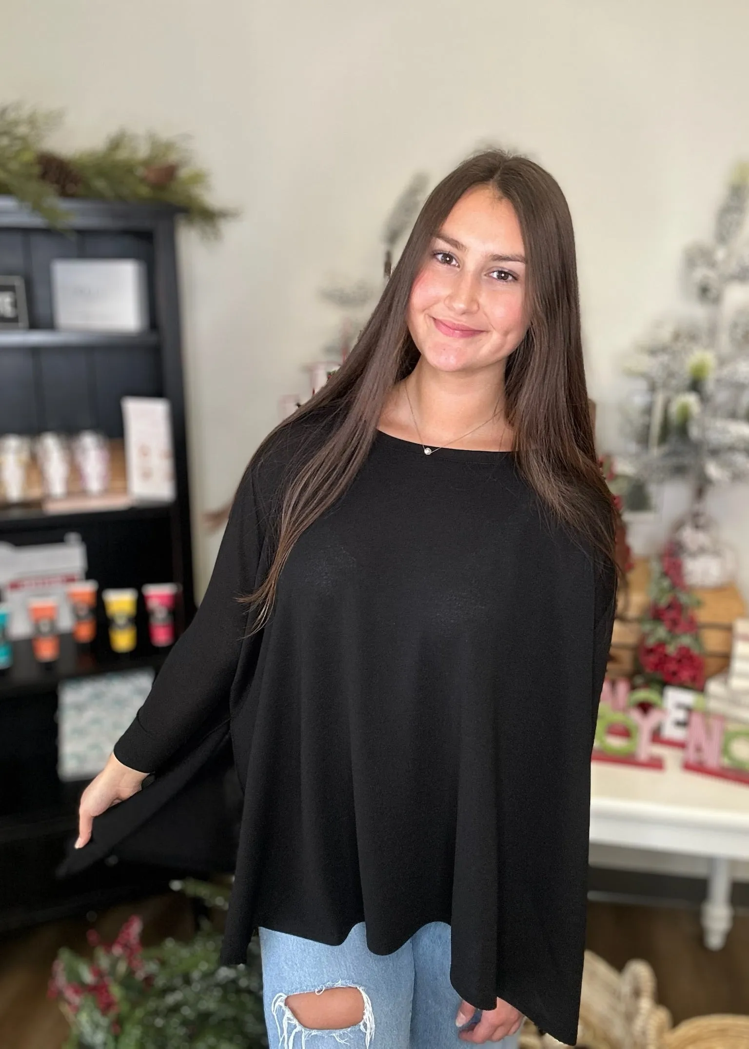 Round neck hi low tunic