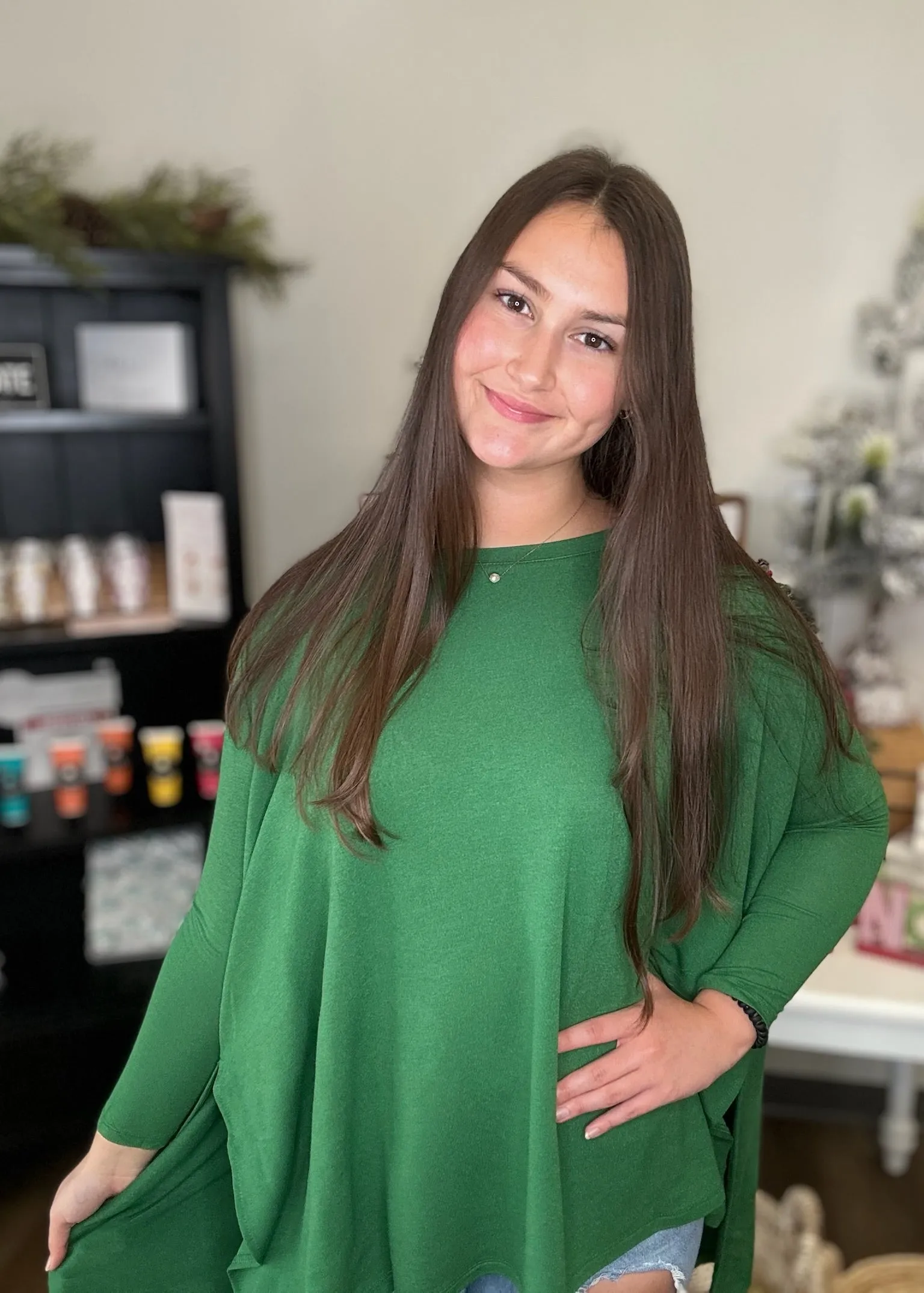 Round neck hi low tunic