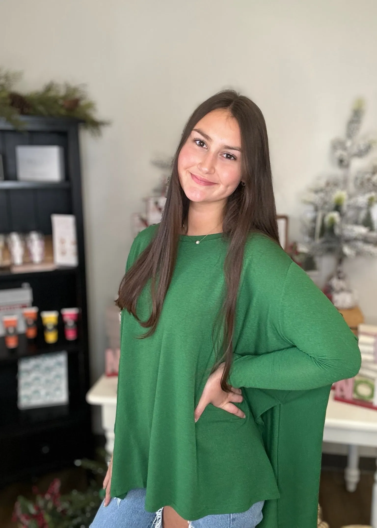 Round neck hi low tunic