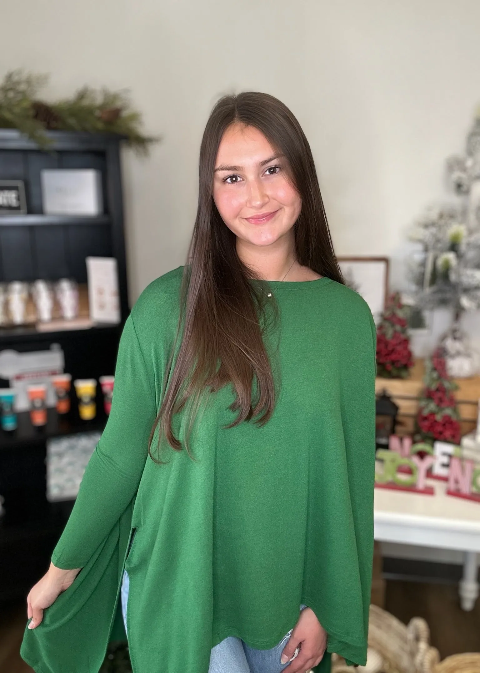 Round neck hi low tunic