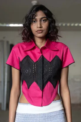 Schiffli High-Low Crop Top