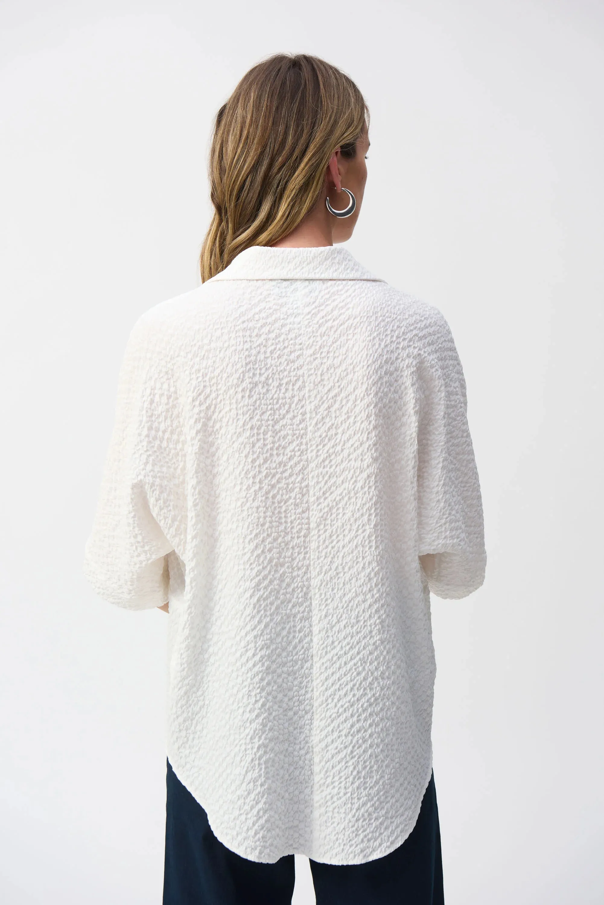 Seersucker Boxy High-Low Top 251165