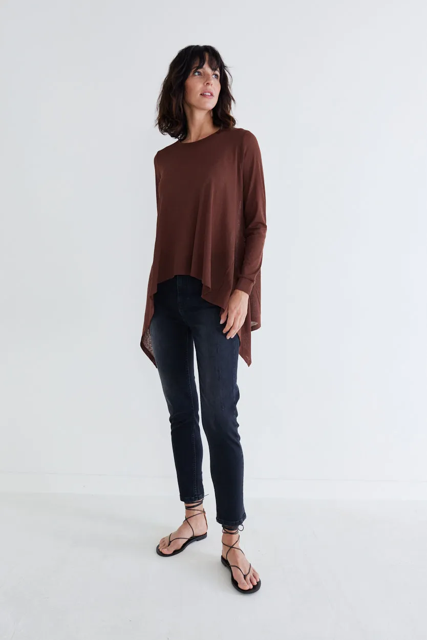Sheer Knit High Low Top