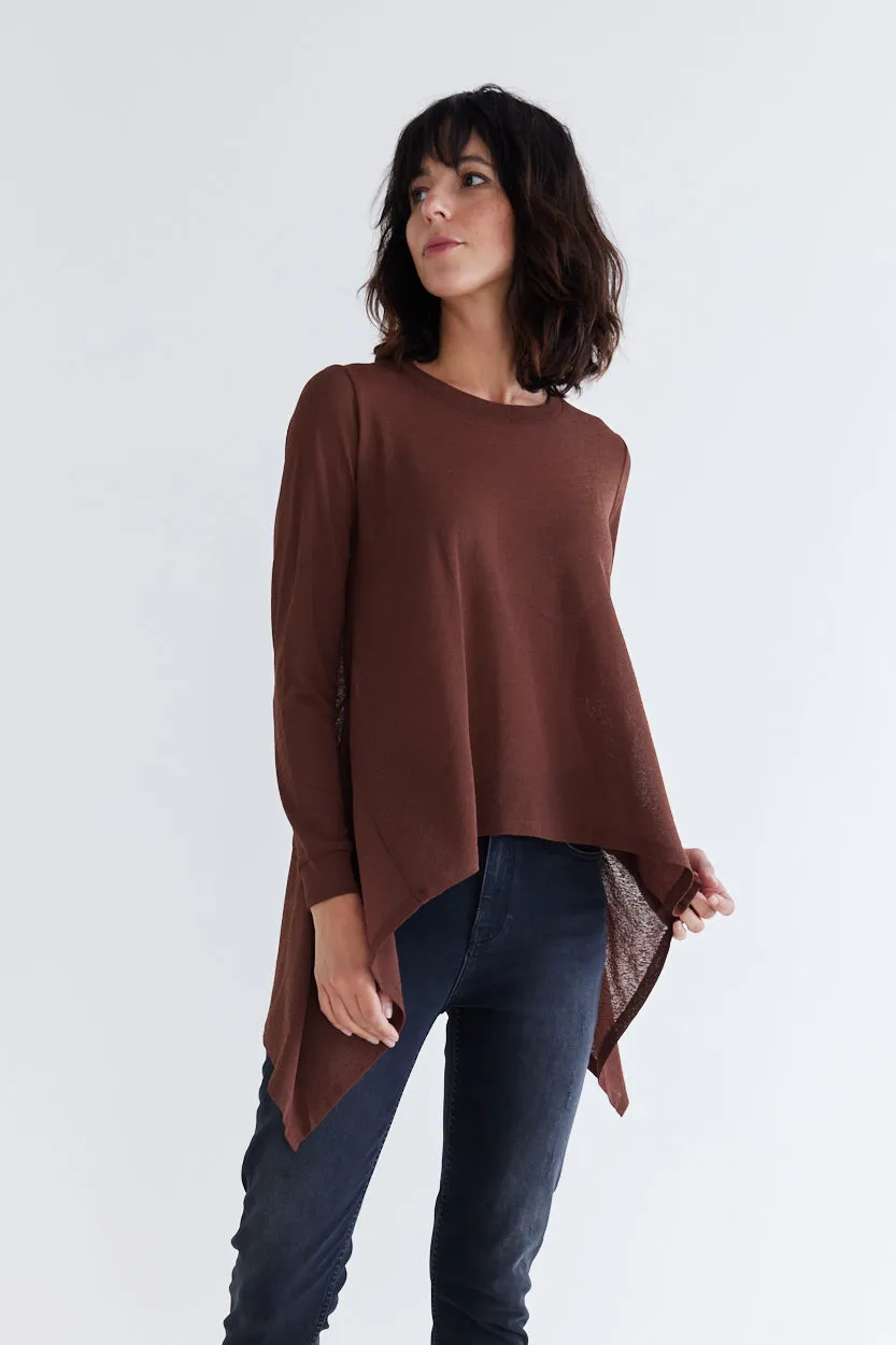 Sheer Knit High Low Top