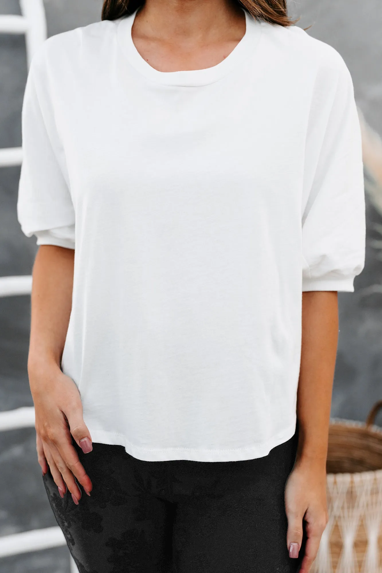 Take My Advice Puffy Sleeve Top (White)